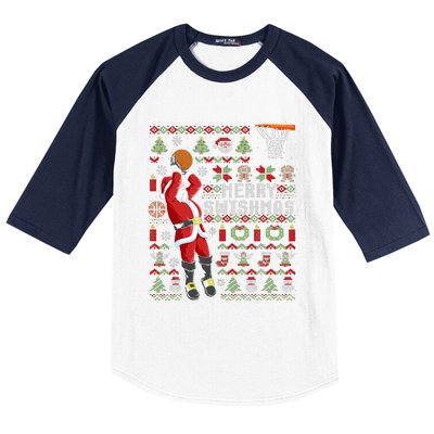 Merry Swishmas Ugly Christmas Basketball Baseball Sleeve Shirt