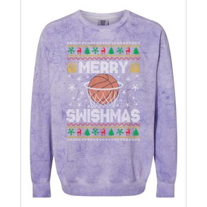 Merry Swishmas Ugly Christmas Basketball Christmas Gift Colorblast Crewneck Sweatshirt