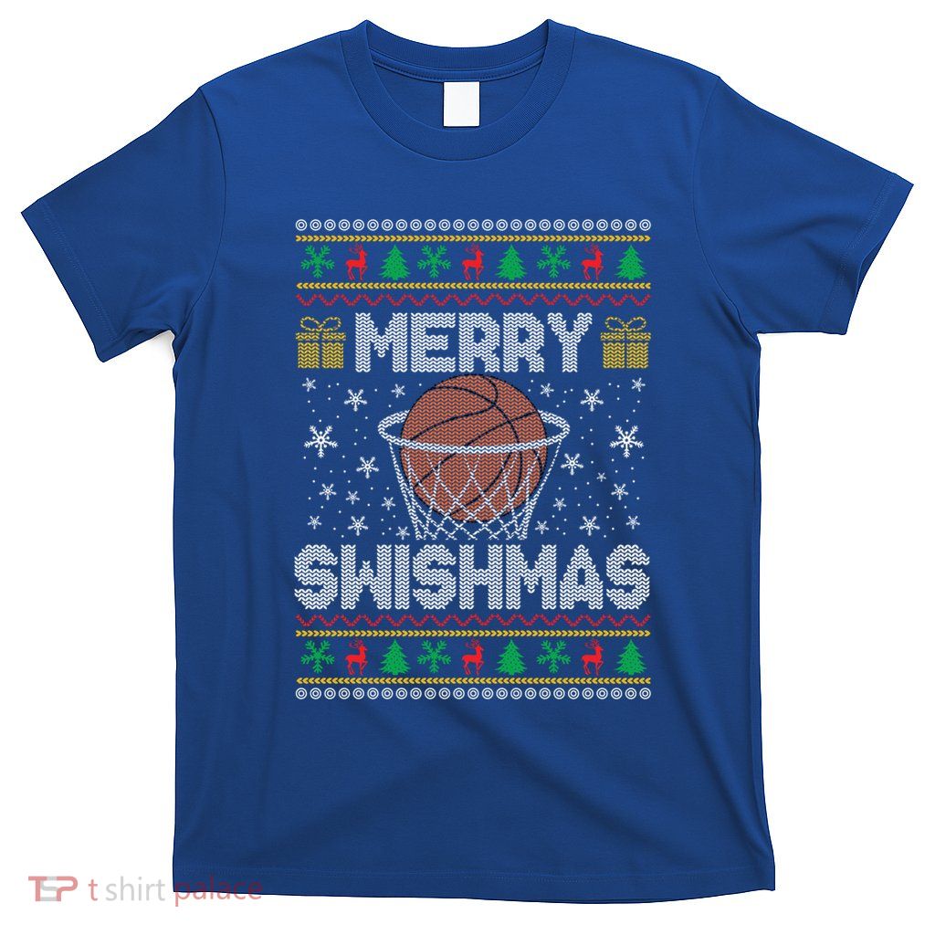 Merry Swishmas Ugly Christmas Basketball Christmas Gift T-Shirt
