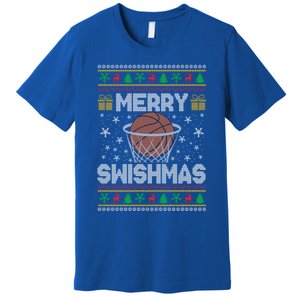 Merry Swishmas Ugly Christmas Basketball Christmas Gift Premium T-Shirt