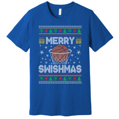 Merry Swishmas Ugly Christmas Basketball Christmas Gift Premium T-Shirt