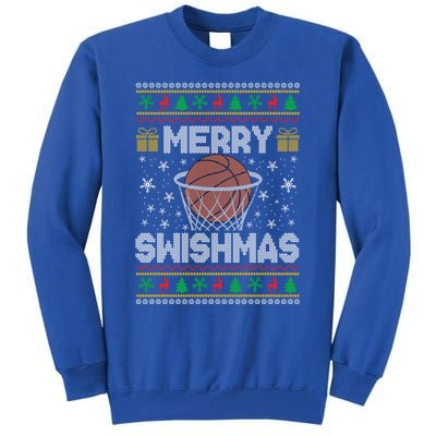 Merry Swishmas Ugly Christmas Basketball Christmas Gift Tall Sweatshirt