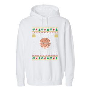 Merry Swishmas Ugly Christmas Basketball Christmas Gift Garment-Dyed Fleece Hoodie