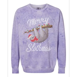 Merry Slothmas Ugly Christmas Sloth Gift Colorblast Crewneck Sweatshirt