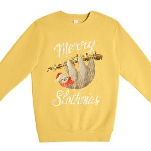 Merry Slothmas Ugly Christmas Sloth Gift Premium Crewneck Sweatshirt