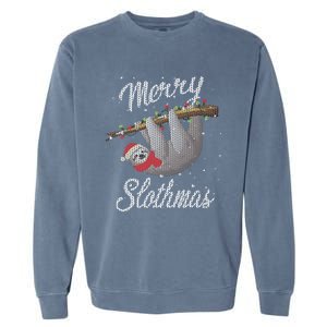 Merry Slothmas Ugly Christmas Sloth Gift Garment-Dyed Sweatshirt