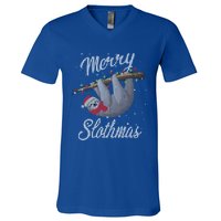 Merry Slothmas Ugly Christmas Sloth Gift V-Neck T-Shirt