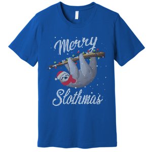 Merry Slothmas Ugly Christmas Sloth Gift Premium T-Shirt