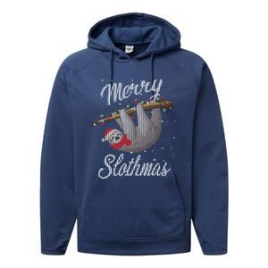 Merry Slothmas Ugly Christmas Sloth Gift Performance Fleece Hoodie