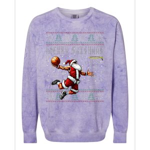 Merry Swishmas Ugly Christmas Basketball Christmas  Colorblast Crewneck Sweatshirt