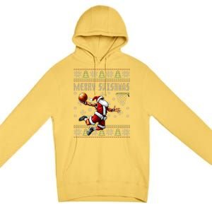 Merry Swishmas Ugly Christmas Basketball Christmas  Premium Pullover Hoodie