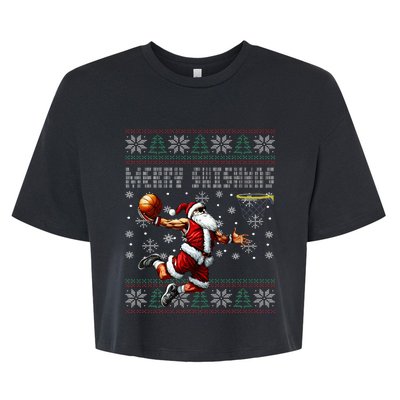 Merry Swishmas Ugly Christmas Basketball Christmas  Bella+Canvas Jersey Crop Tee