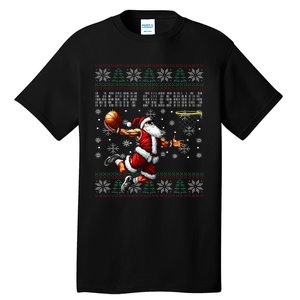 Merry Swishmas Ugly Christmas Basketball Christmas  Tall T-Shirt