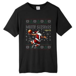 Merry Swishmas Ugly Christmas Basketball Christmas  Tall Fusion ChromaSoft Performance T-Shirt