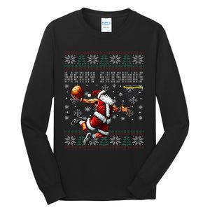 Merry Swishmas Ugly Christmas Basketball Christmas  Tall Long Sleeve T-Shirt