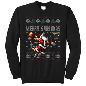 Merry Swishmas Ugly Christmas Basketball Christmas  Tall Sweatshirt