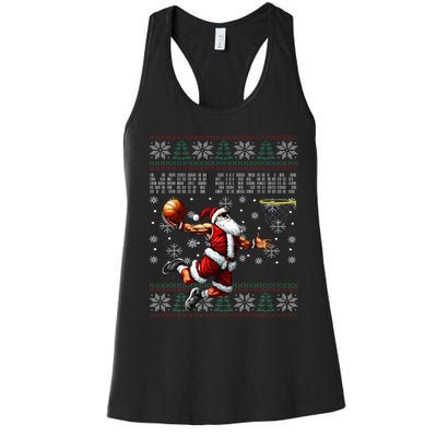 Merry Swishmas Ugly Christmas Basketball Christmas  Women's Racerback Tank