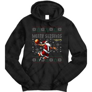 Merry Swishmas Ugly Christmas Basketball Christmas  Tie Dye Hoodie