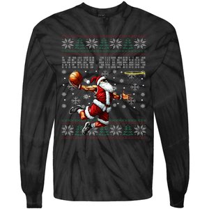 Merry Swishmas Ugly Christmas Basketball Christmas  Tie-Dye Long Sleeve Shirt