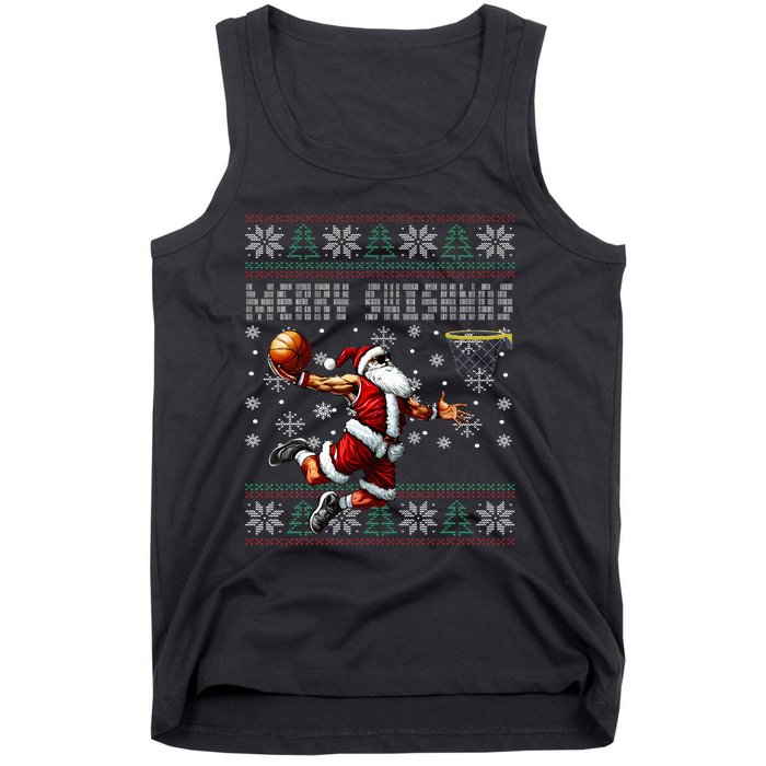 Merry Swishmas Ugly Christmas Basketball Christmas  Tank Top