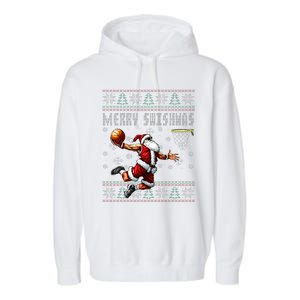 Merry Swishmas Ugly Christmas Basketball Christmas  Garment-Dyed Fleece Hoodie