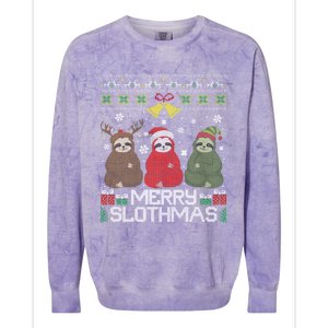 Merry Slothmas Ugly Christmas Sweater For Sloth Lovers Meaningful Gift Colorblast Crewneck Sweatshirt