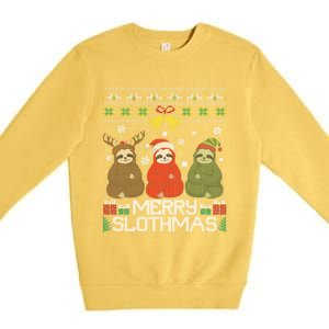 Merry Slothmas Ugly Christmas Sweater For Sloth Lovers Meaningful Gift Premium Crewneck Sweatshirt