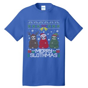 Merry Slothmas Ugly Christmas Sweater For Sloth Lovers Meaningful Gift Tall T-Shirt