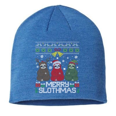 Merry Slothmas Ugly Christmas Sweater For Sloth Lovers Meaningful Gift Sustainable Beanie