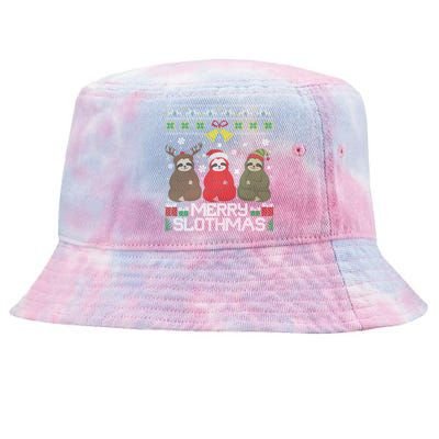 Merry Slothmas Ugly Christmas Sweater For Sloth Lovers Meaningful Gift Tie-Dyed Bucket Hat