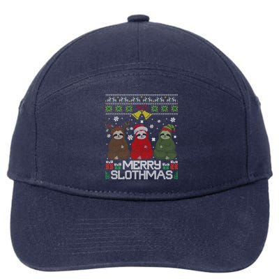 Merry Slothmas Ugly Christmas Sweater For Sloth Lovers Meaningful Gift 7-Panel Snapback Hat