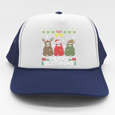 Merry Slothmas Ugly Christmas Sweater For Sloth Lovers Meaningful Gift Trucker Hat