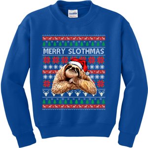 Merry Slothmas Ugly Christmas Sweater Sloth Santa Hat Funny Gift Kids Sweatshirt