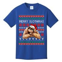 Merry Slothmas Ugly Christmas Sweater Sloth Santa Hat Funny Gift Kids T-Shirt