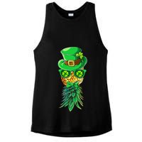 Mask Swinger Upside Down Pineapple Shamrock St Patrick's Day Ladies PosiCharge Tri-Blend Wicking Tank