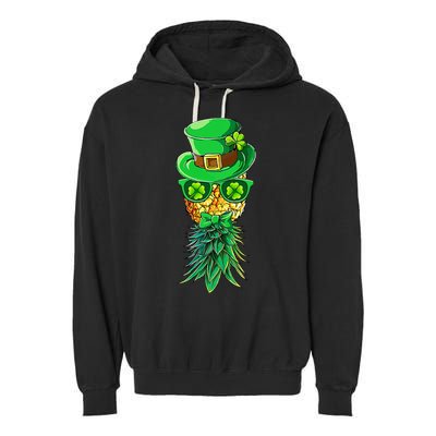 Mask Swinger Upside Down Pineapple Shamrock St Patrick's Day Garment-Dyed Fleece Hoodie