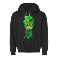 Mask Swinger Upside Down Pineapple Shamrock St Patrick's Day Garment-Dyed Fleece Hoodie