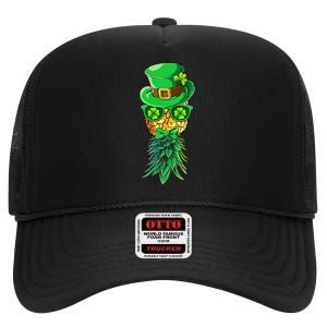 Mask Swinger Upside Down Pineapple Shamrock St Patrick's Day High Crown Mesh Back Trucker Hat