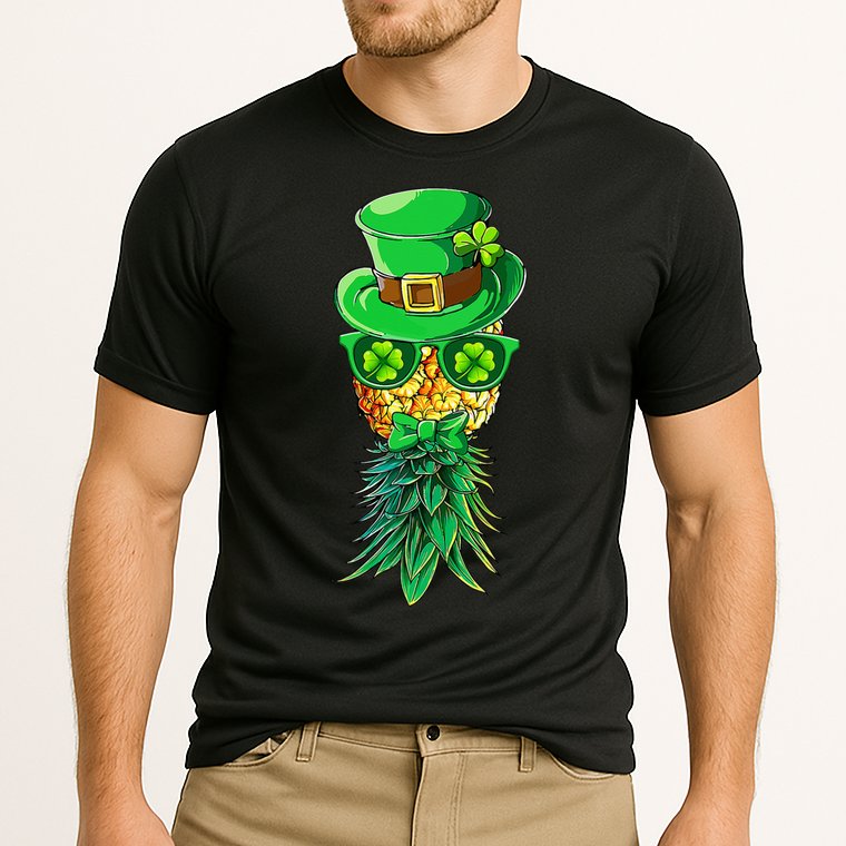 Mask Swinger Upside Down Pineapple Shamrock St Patrick's Day Performance Shirt