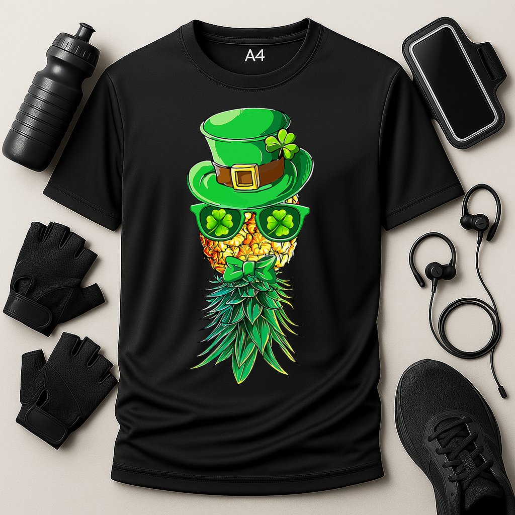 Mask Swinger Upside Down Pineapple Shamrock St Patrick's Day Performance Shirt