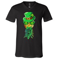 Mask Swinger Upside Down Pineapple Shamrock St Patrick's Day V-Neck T-Shirt