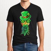 Mask Swinger Upside Down Pineapple Shamrock St Patrick's Day V-Neck T-Shirt