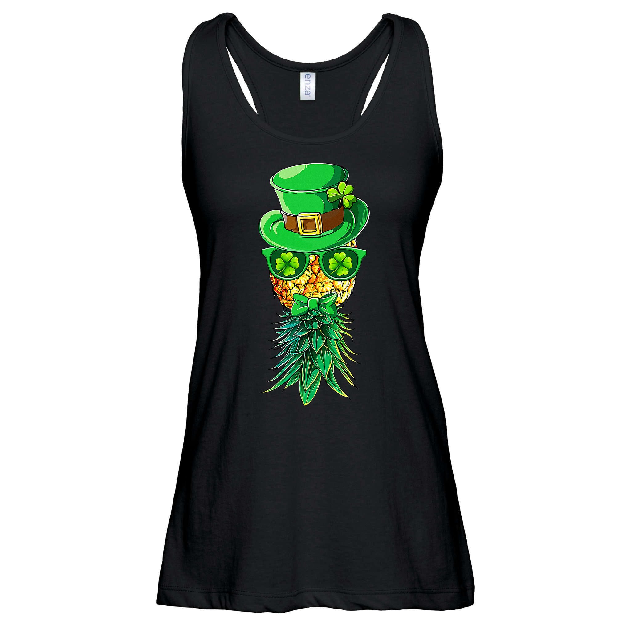 Mask Swinger Upside Down Pineapple Shamrock St Patrick's Day Ladies Essential Flowy Tank