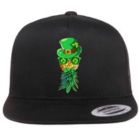 Mask Swinger Upside Down Pineapple Shamrock St Patrick's Day Flat Bill Trucker Hat