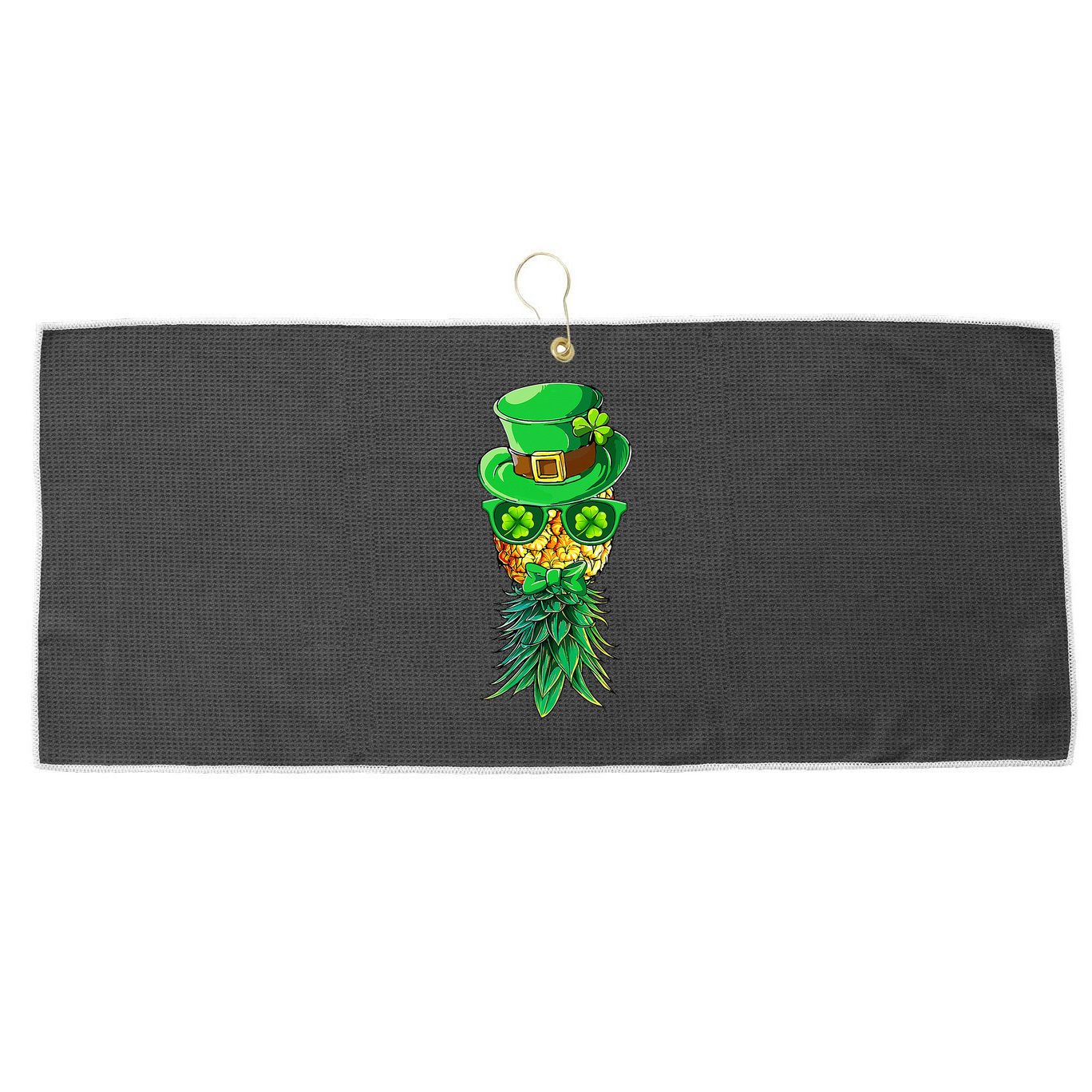 Mask Swinger Upside Down Pineapple Shamrock St Patrick's Day Large Microfiber Waffle Golf Towel