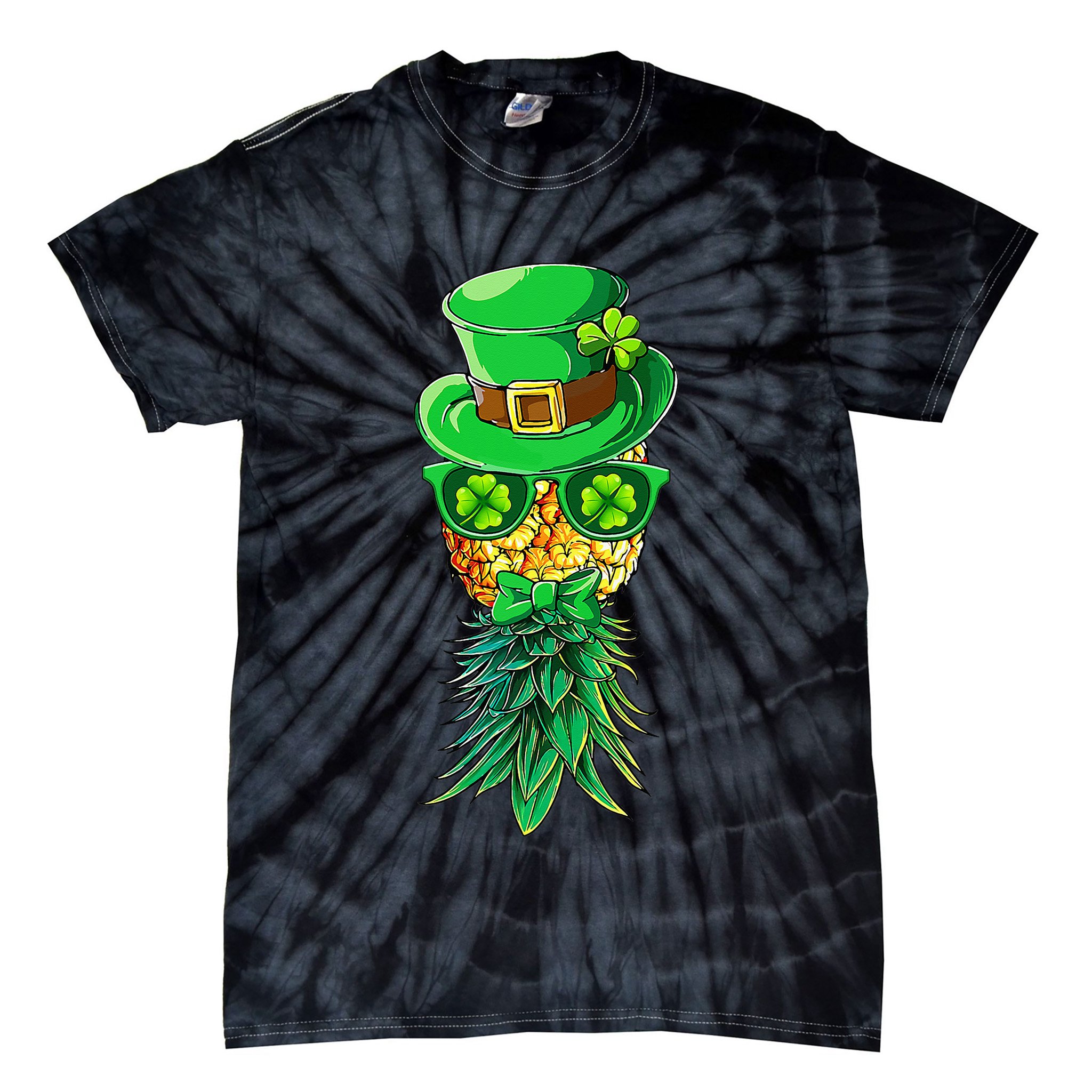 Mask Swinger Upside Down Pineapple Shamrock St Patrick's Day Tie-Dye T-Shirt