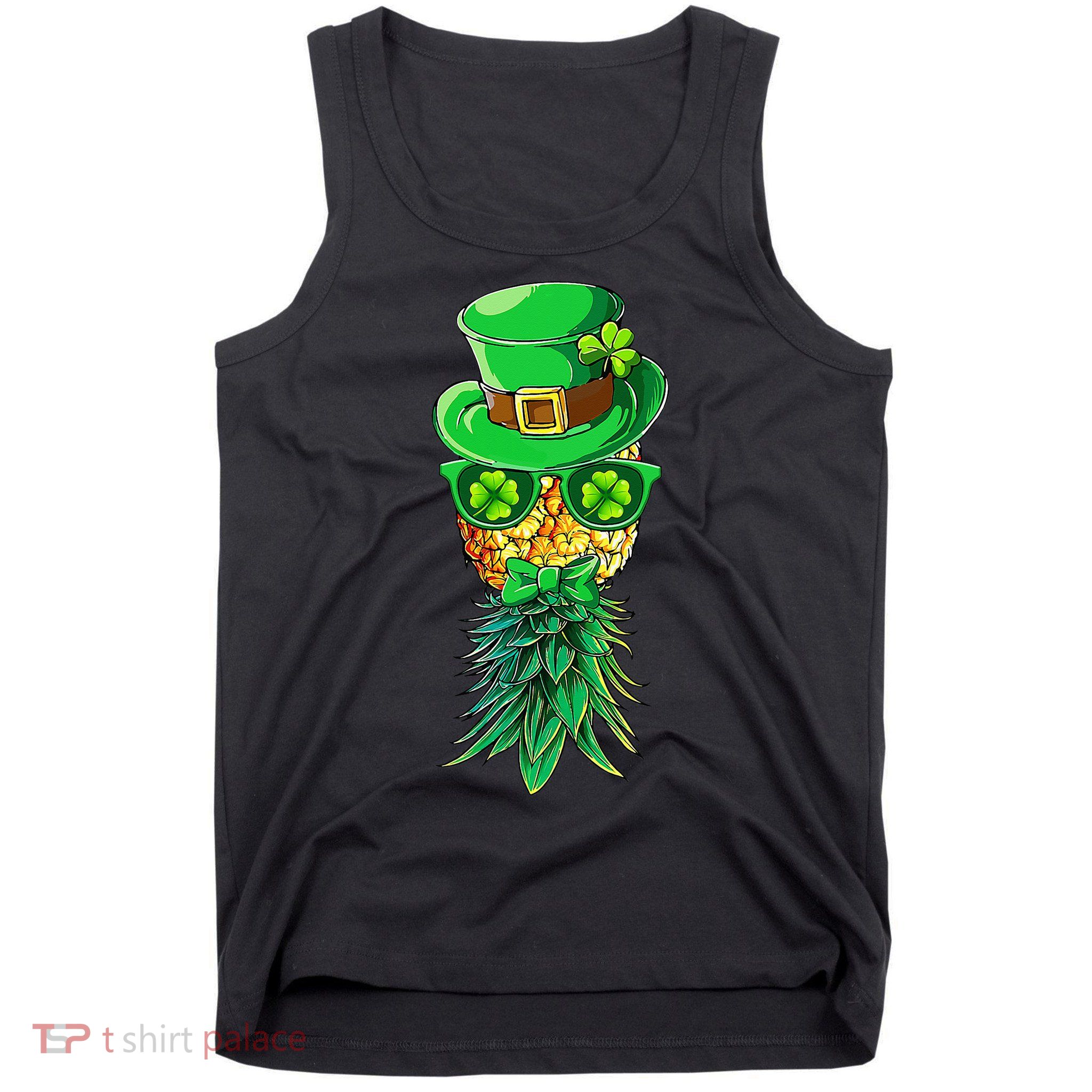 Mask Swinger Upside Down Pineapple Shamrock St Patrick's Day Tank Top