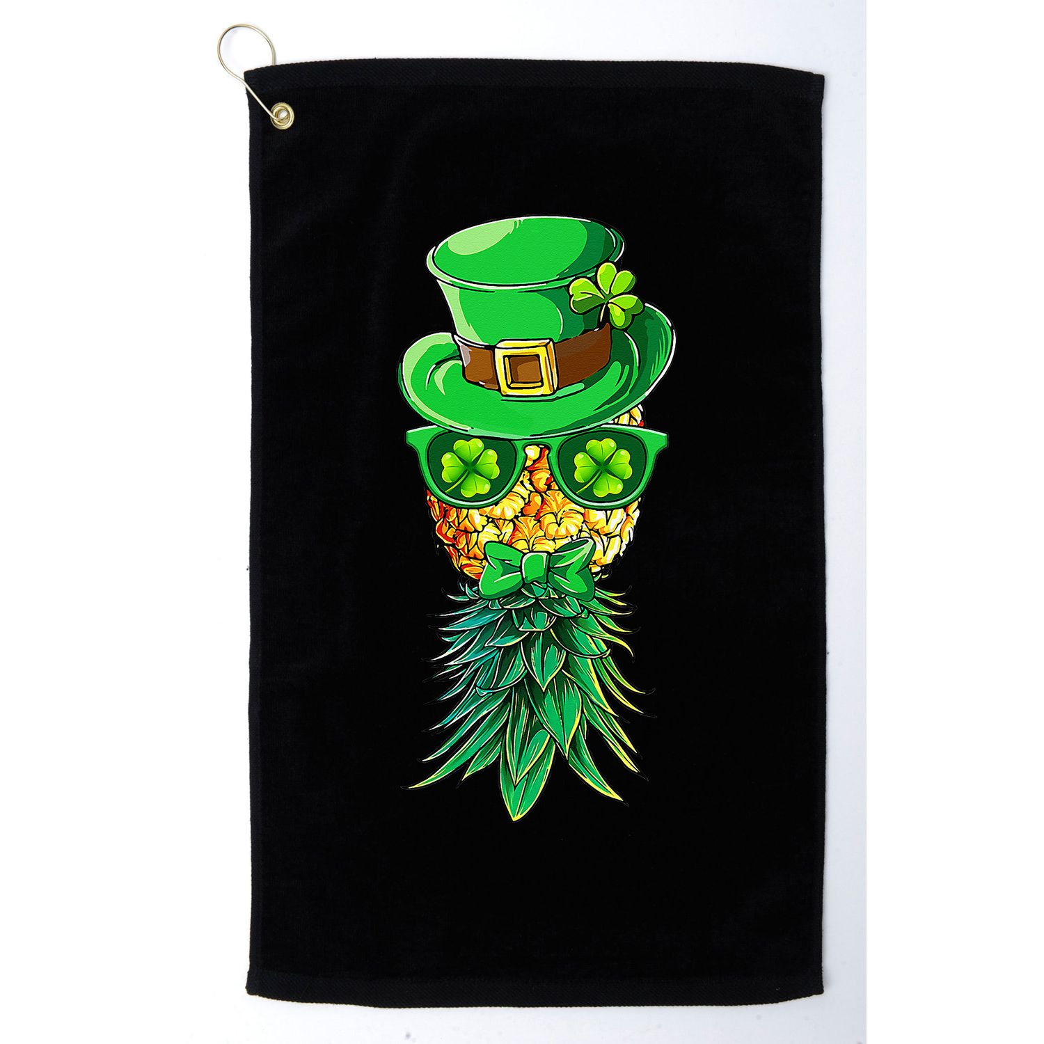 Mask Swinger Upside Down Pineapple Shamrock St Patrick's Day Golf Towel