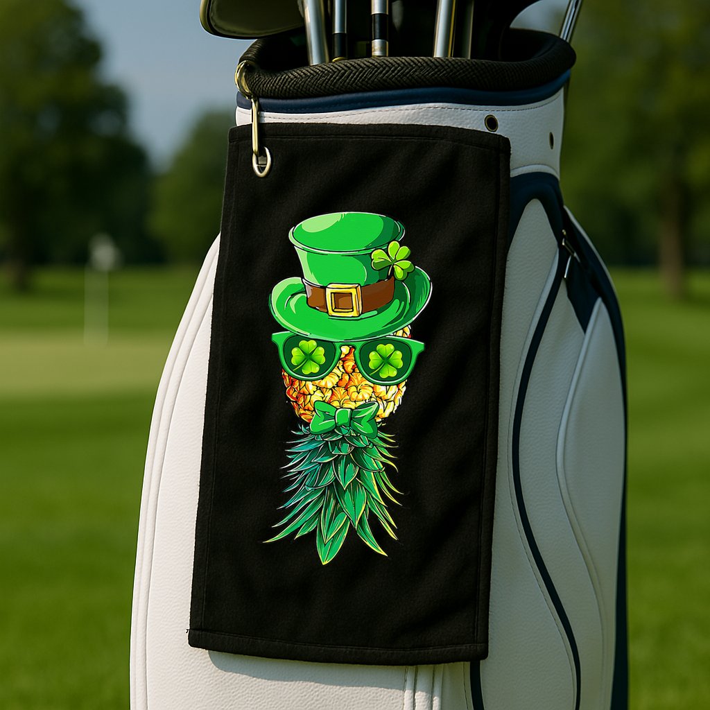 Mask Swinger Upside Down Pineapple Shamrock St Patrick's Day Golf Towel