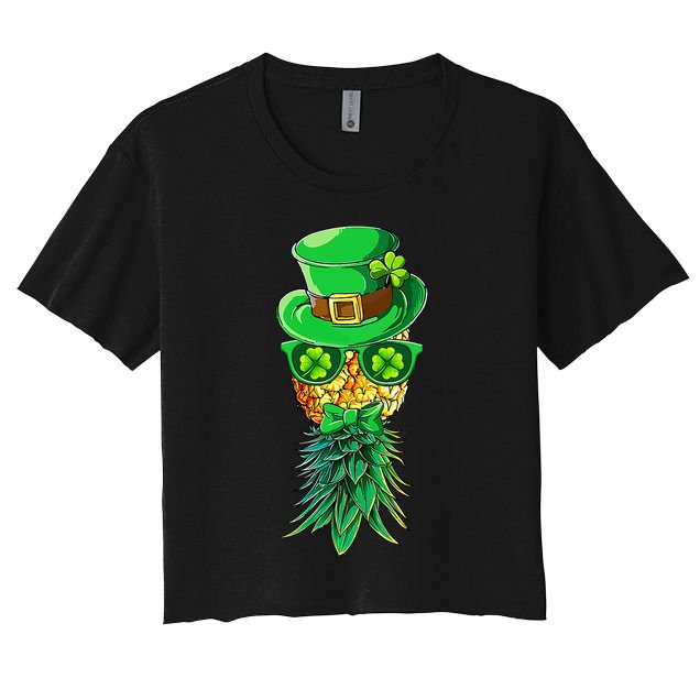 Mask Swinger Upside Down Pineapple Shamrock St Patrick's Day Crop Top